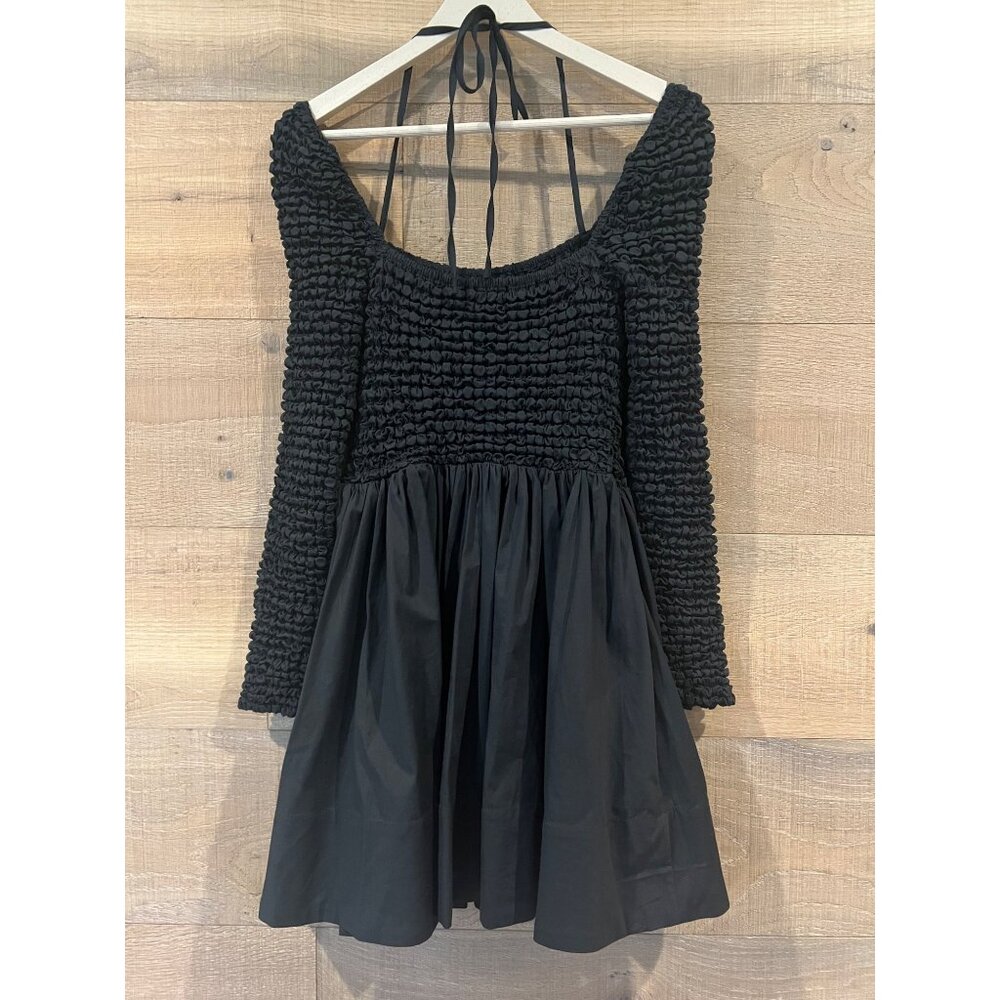 STAUD Cassidy black ruched long sleeves Dress size L - Picture 6 of 8